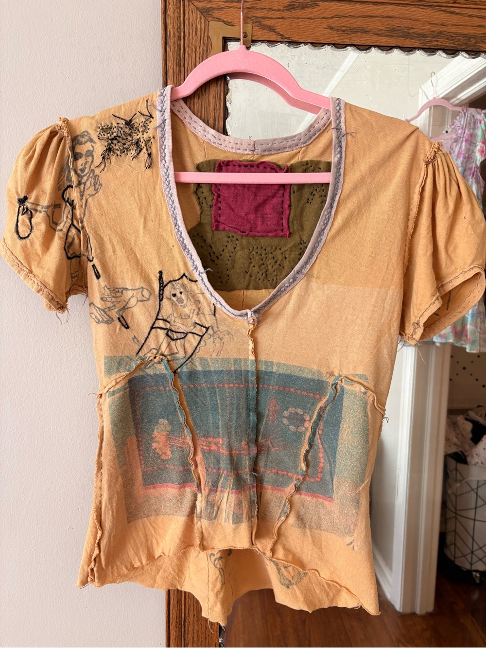 Washed Peach Short Sleeve Graphic Tee - Women's Casual Top